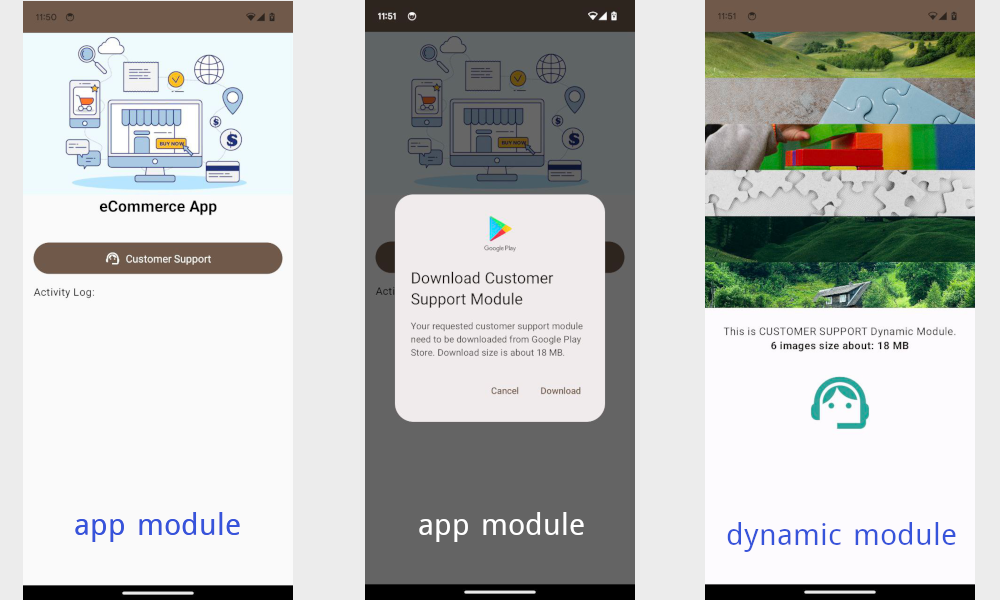 Android on demand dynamic feature devlivery module example tutorial