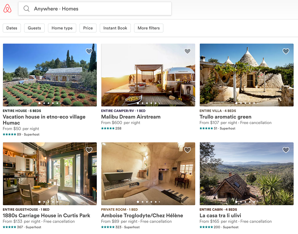 A glimpse on Airbnb Homes Search