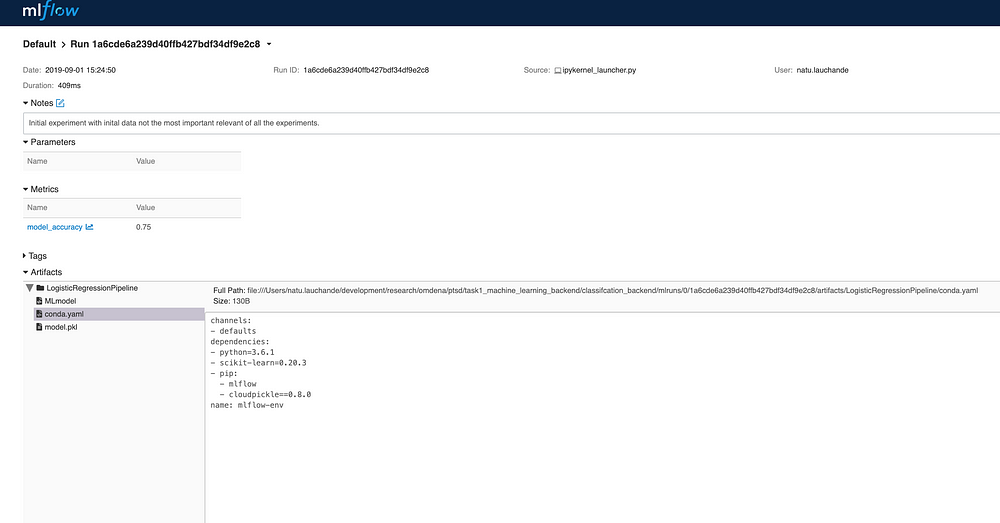 MLFlow experiment tracker