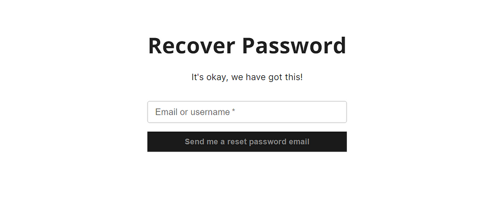 Recover password page on Libertas containing an email input box and a "send password email" button