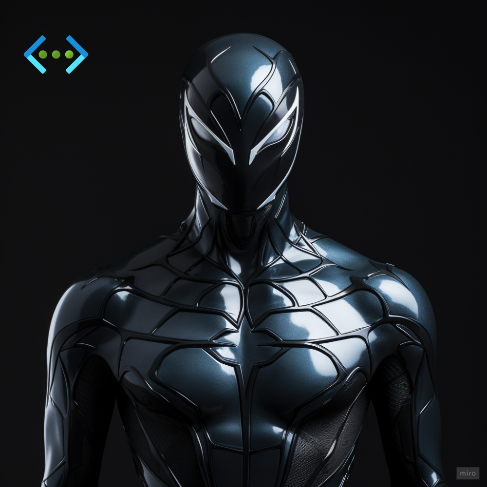 superhero, sleek and streamlined costume with black colors, net::2 symbol on the chest, web-creating abilities, agile, soft blue aura, portrait, ultrarealistic