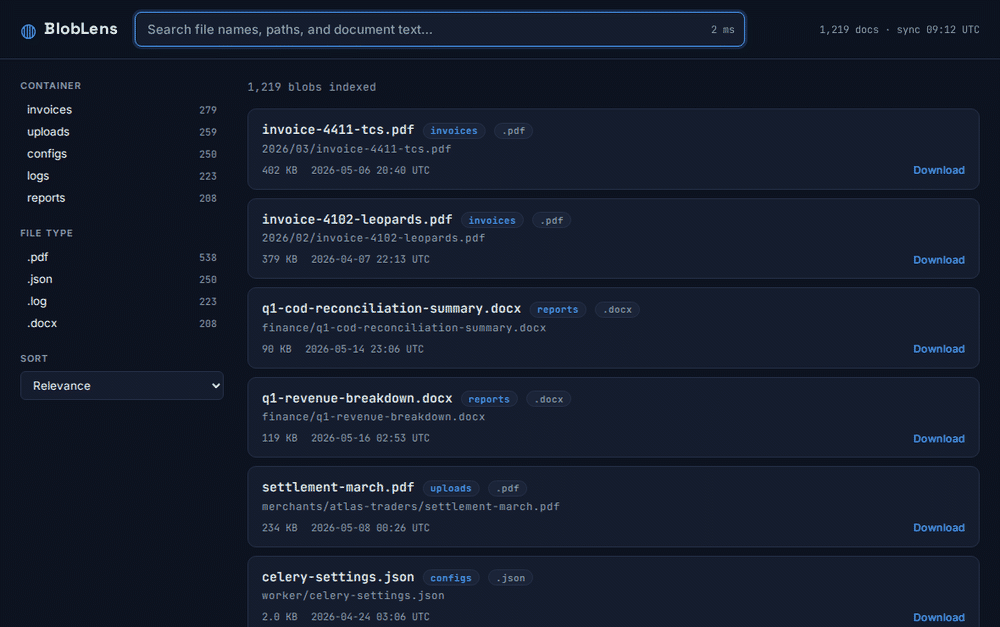 Why I Built BlobLens: Full-Text Search for Azure Blob Storage