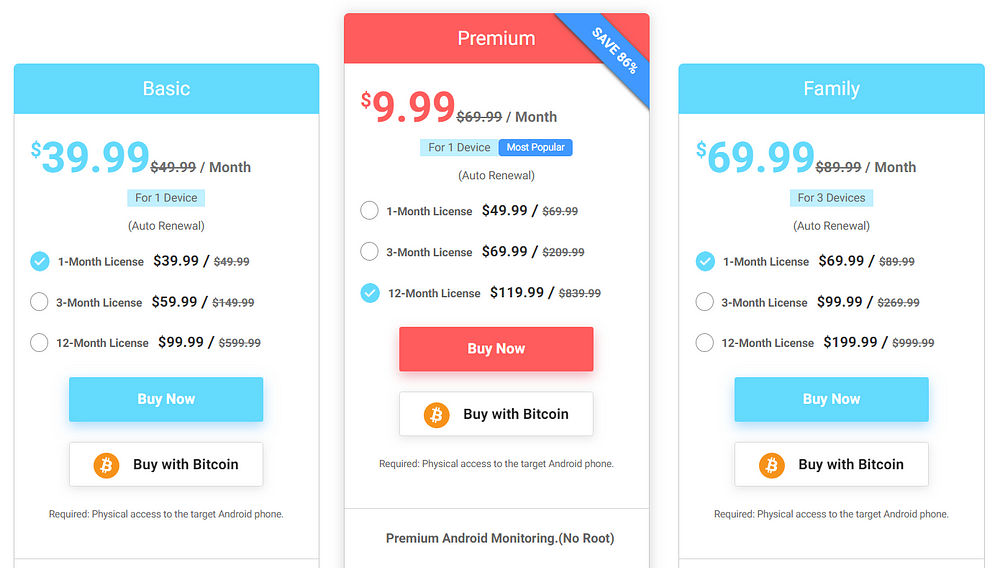 Cocospy pricing plans