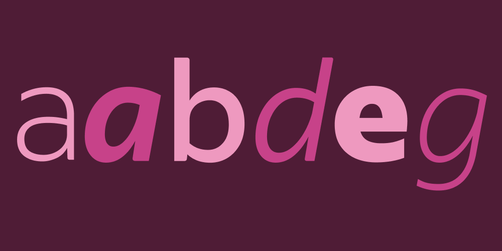 Indeed Sans includes a’s and e’s with optimistic curves and b’s, d’s, and g’s with strokes reminiscent of calligraphy.