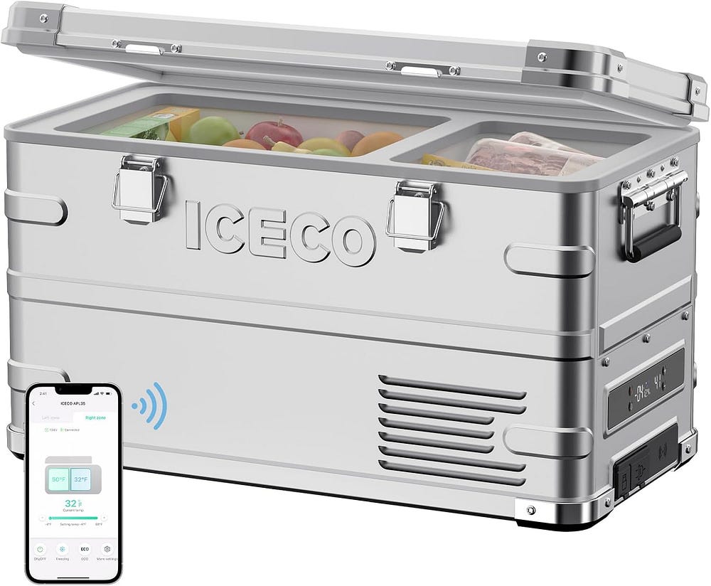 ICECO APL35 12 Volt Car Refrigerator, 37 Quart (30 Liter) Light Duty Aluminum 12v Portable Fridge Freezer, SECOP Nano Compressor, -4℉~68℉, 12/24V DC, 100–240V AC for Outdoor, Camping, RV, Truck, Boat $759.00