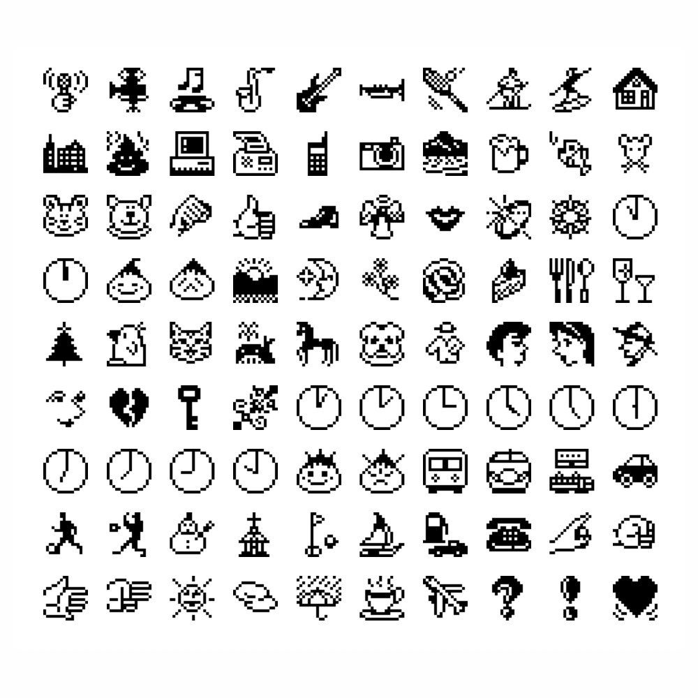 Softbank emoji set with pixelated icons