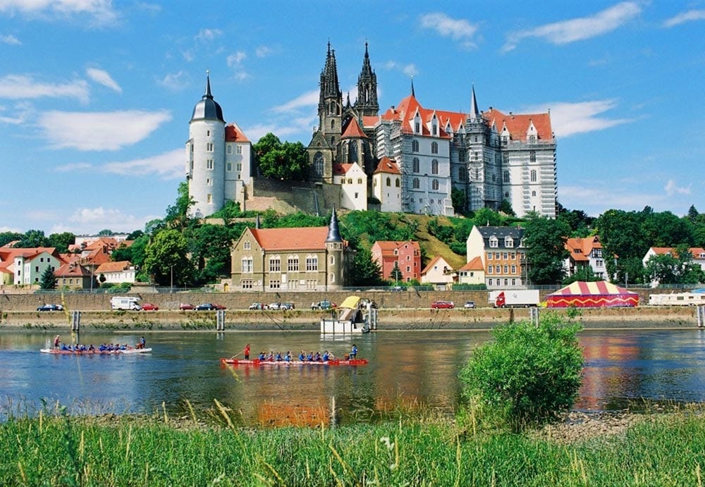 Meissen Cathedral seems to grow out of Meissen Albrechtsburg Castle. This was where Meissen Manufactory Started. PC Saxony Tourism