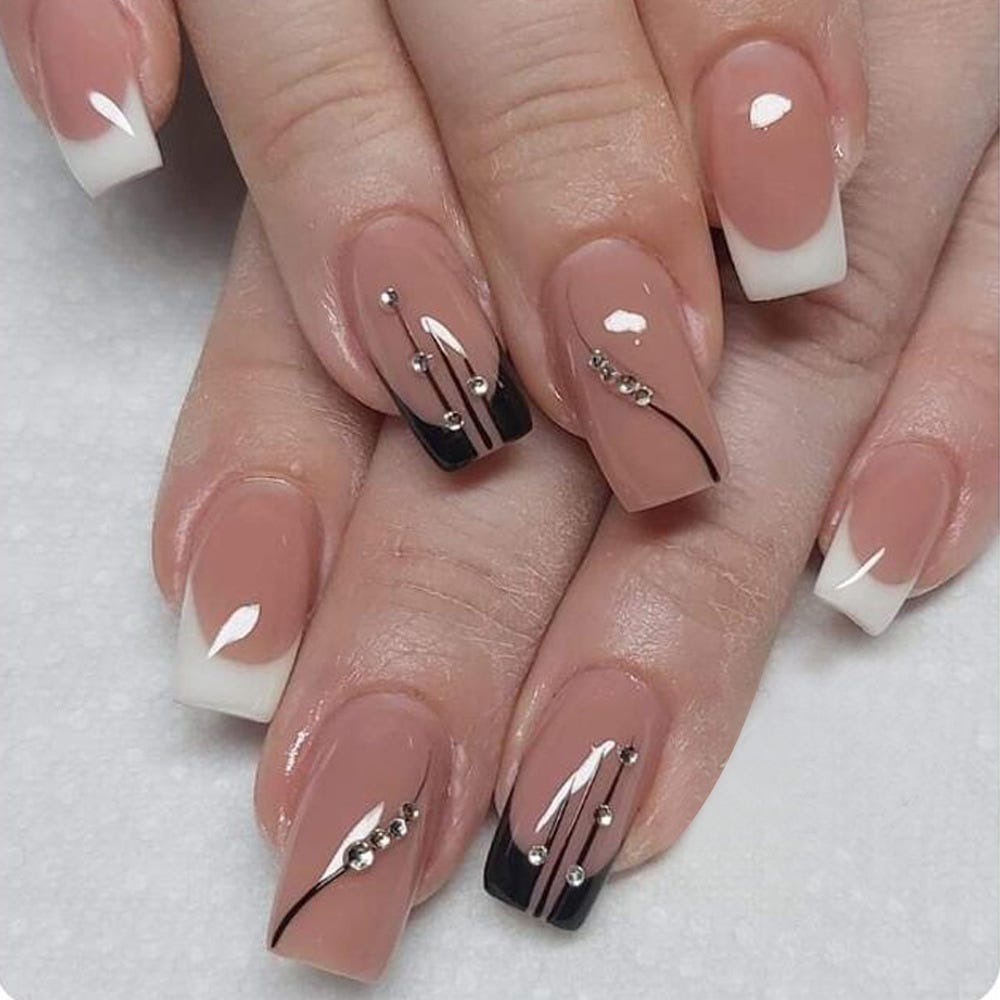 French Black and White Nail Art Designs for bridal