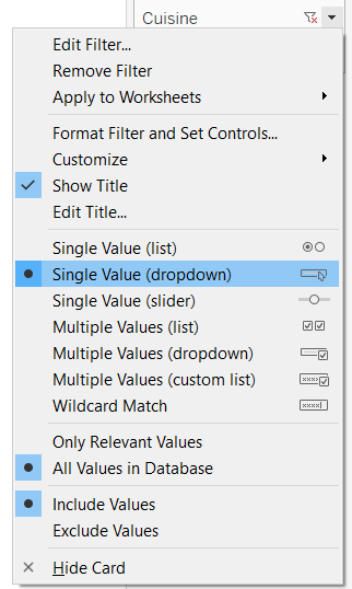 Tableau convert this filter into a drop-down list