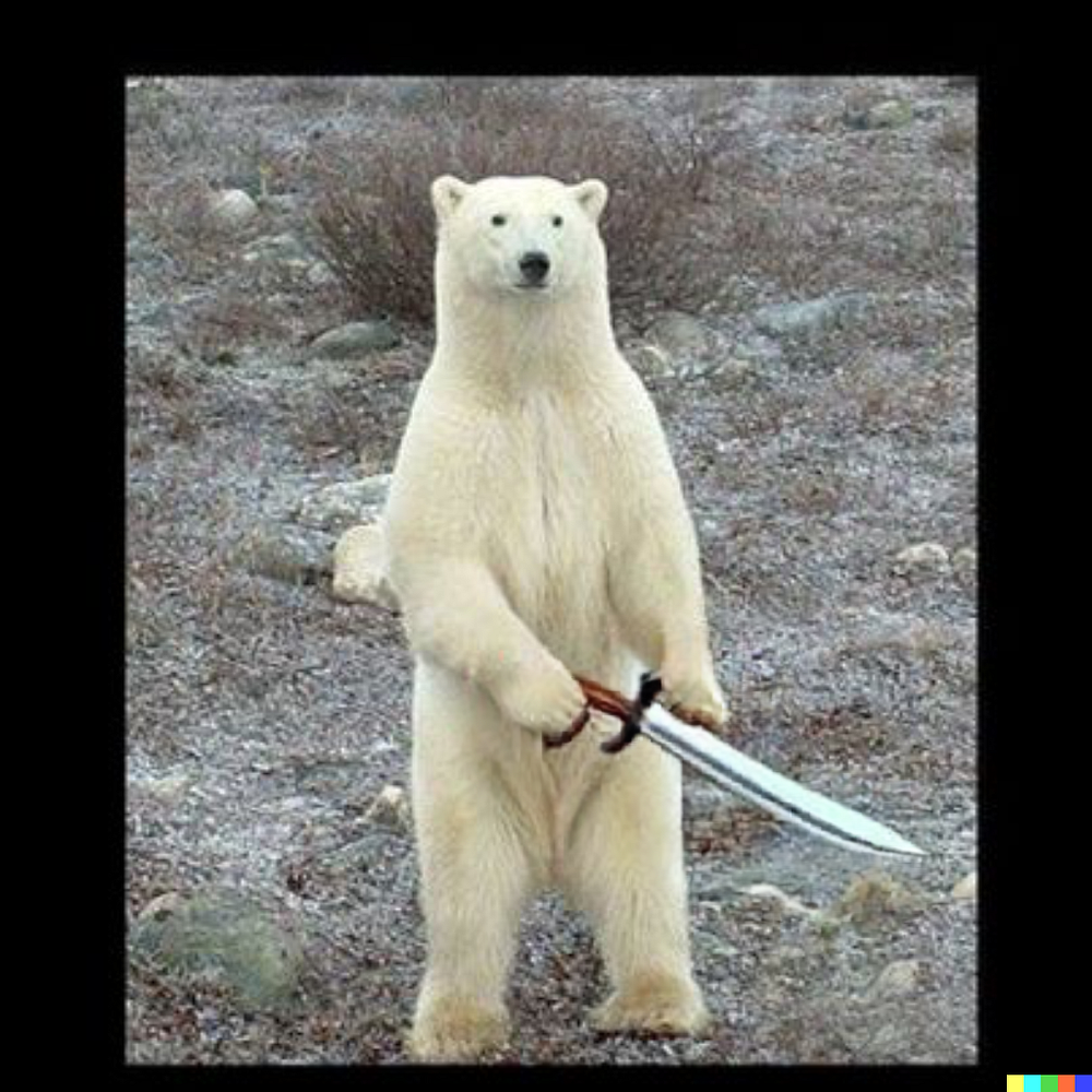 Bear holding a sword