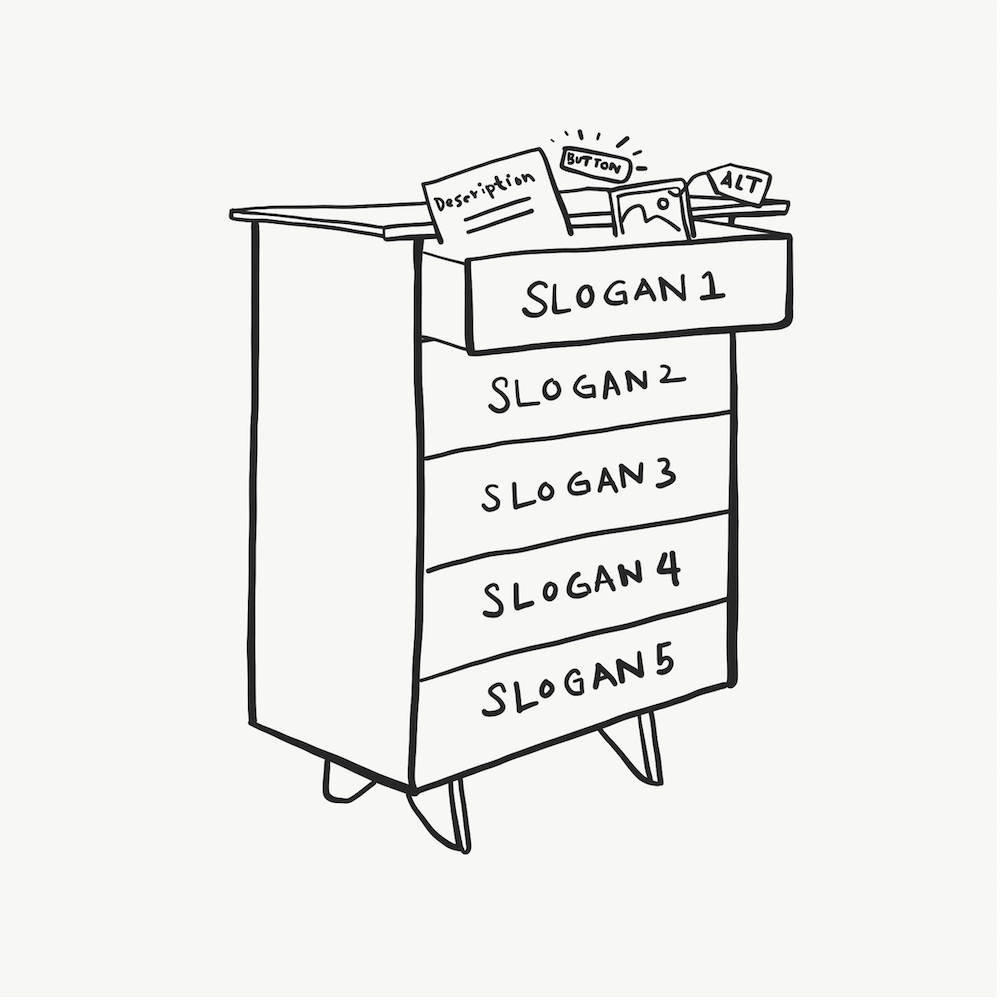 An illustration of a dresser with one drawer open and items inside showing.