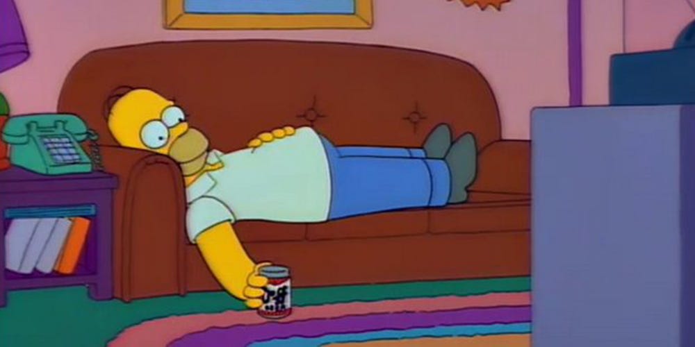 Homer on the sofa.