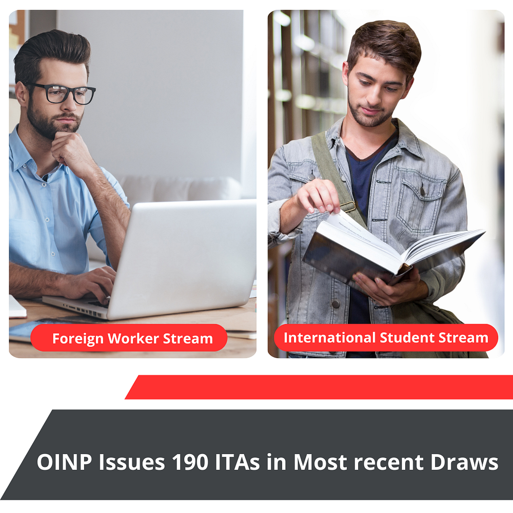 OINP Issues 190 ITAs in Most recent Draws for employment Streams