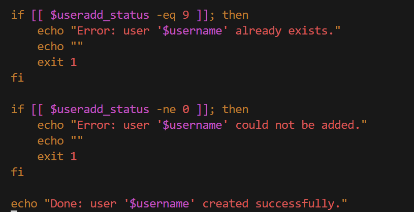Exit code handling example