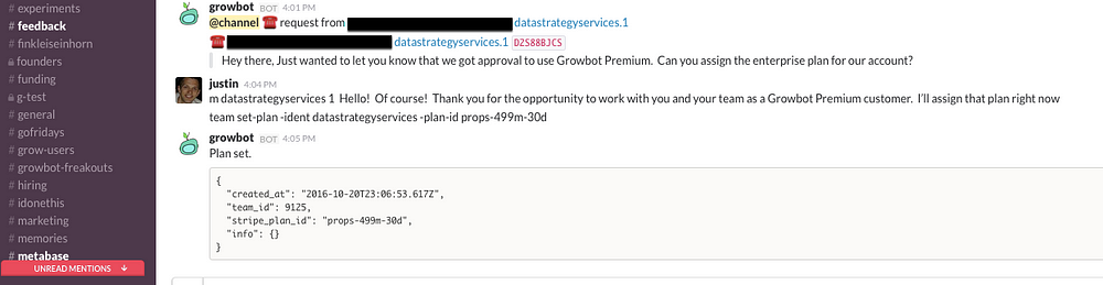 growbot and slack