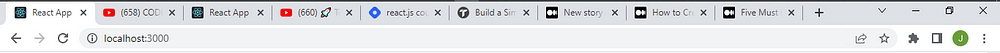 Browser window displaying React app on port 3000.