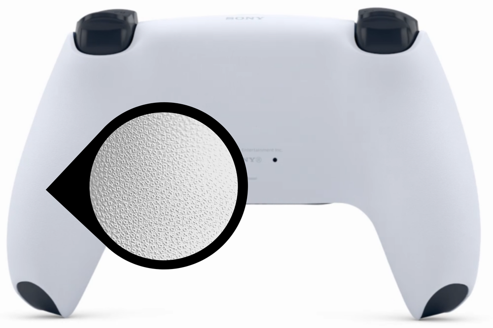 Playstation 5 controllers are a great example of high-quality injection molding. The texture pattern on the back is a near-microscopic texture comprised of Sony’s signature square, triangle, X, and circle buttons, a texture requiring the right tools.