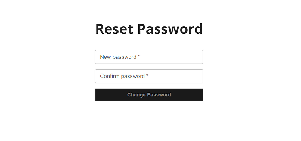 Reset password page on Libertas