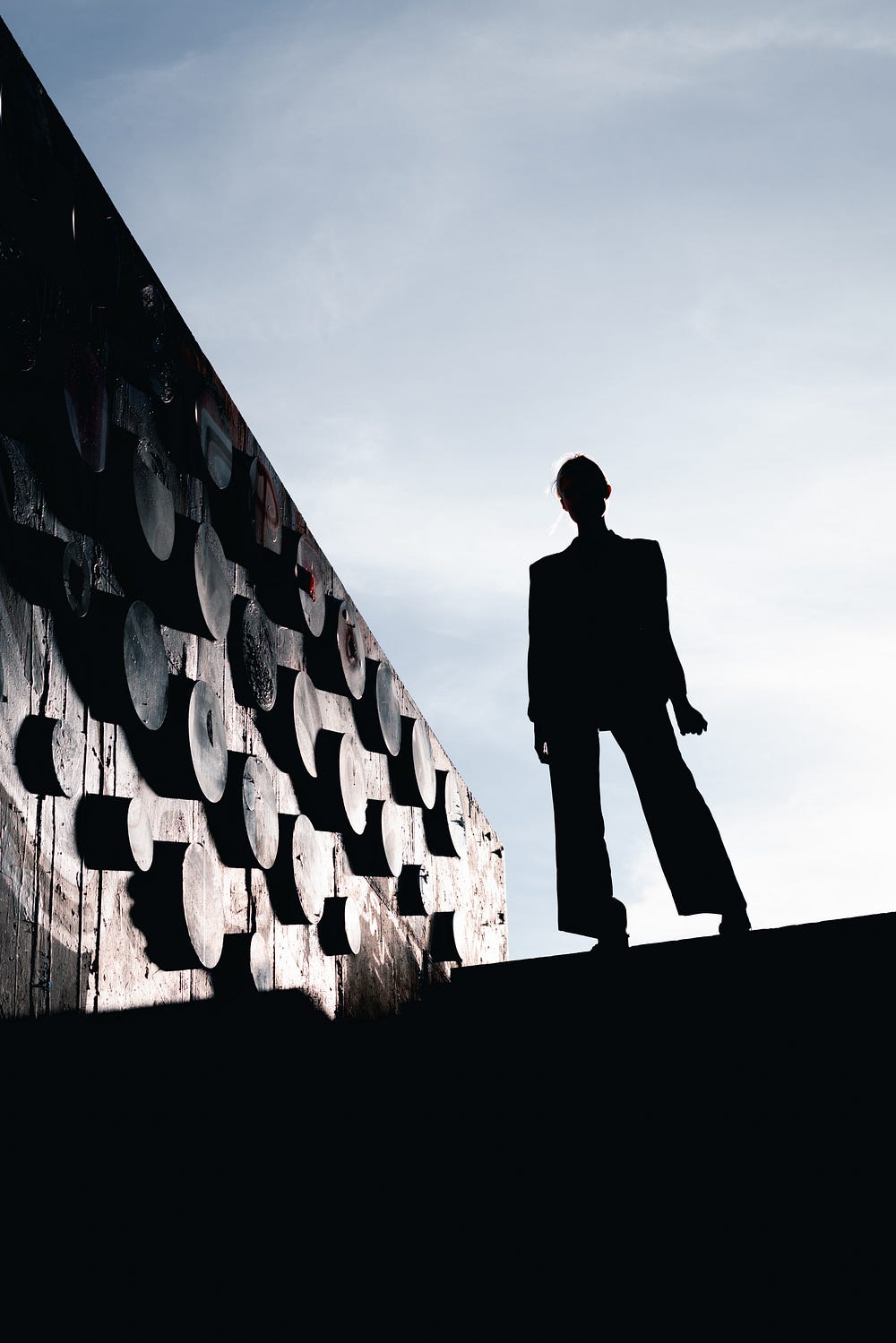 Silhouette photograph of a model on a street in Berlin