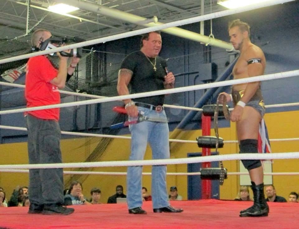 Andy Baker aka Andreas Rossi in the Wrestling ring with Wrestler and WWE Legend Brutus Beefcake back in 2013.