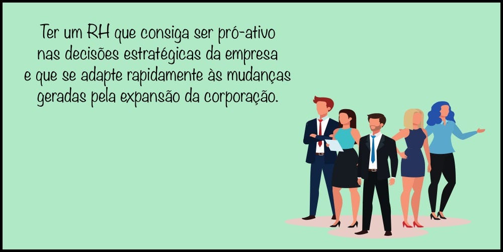 Ter um RH que consiga ser pró-ativo nas decisões estratégicas da empresa e que se adapte rapidamente às mudanças geradas…