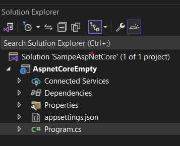 Project Structure for Empty ASPNET Core Web App in NET 8.0
