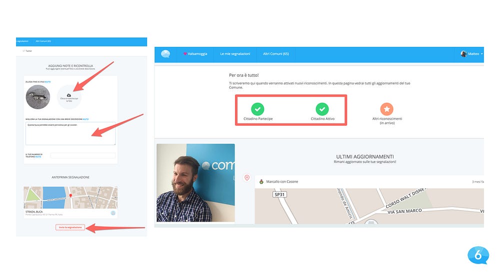 Schermata piattaforma web Comuni-Chiamo segnalazione Schermata piattaforma web Comuni-Chiamo segnalazione