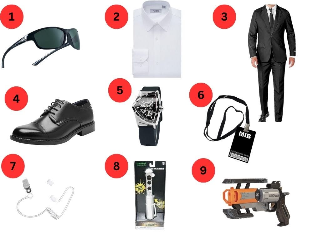 Items required for Men in Black Costume