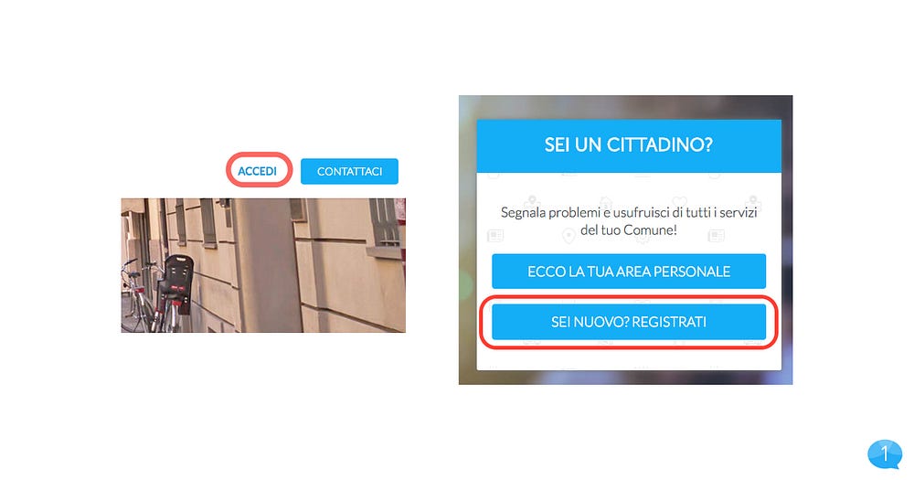 Schermata piattaforma web Comuni-Chiamo registrazione Schermata piattaforma web Comuni-Chiamo registrazione