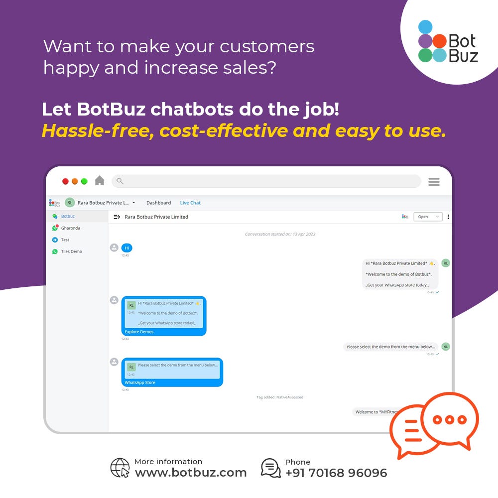 Botbuz Chatbot Using Natural Language Process to understand human queries better.