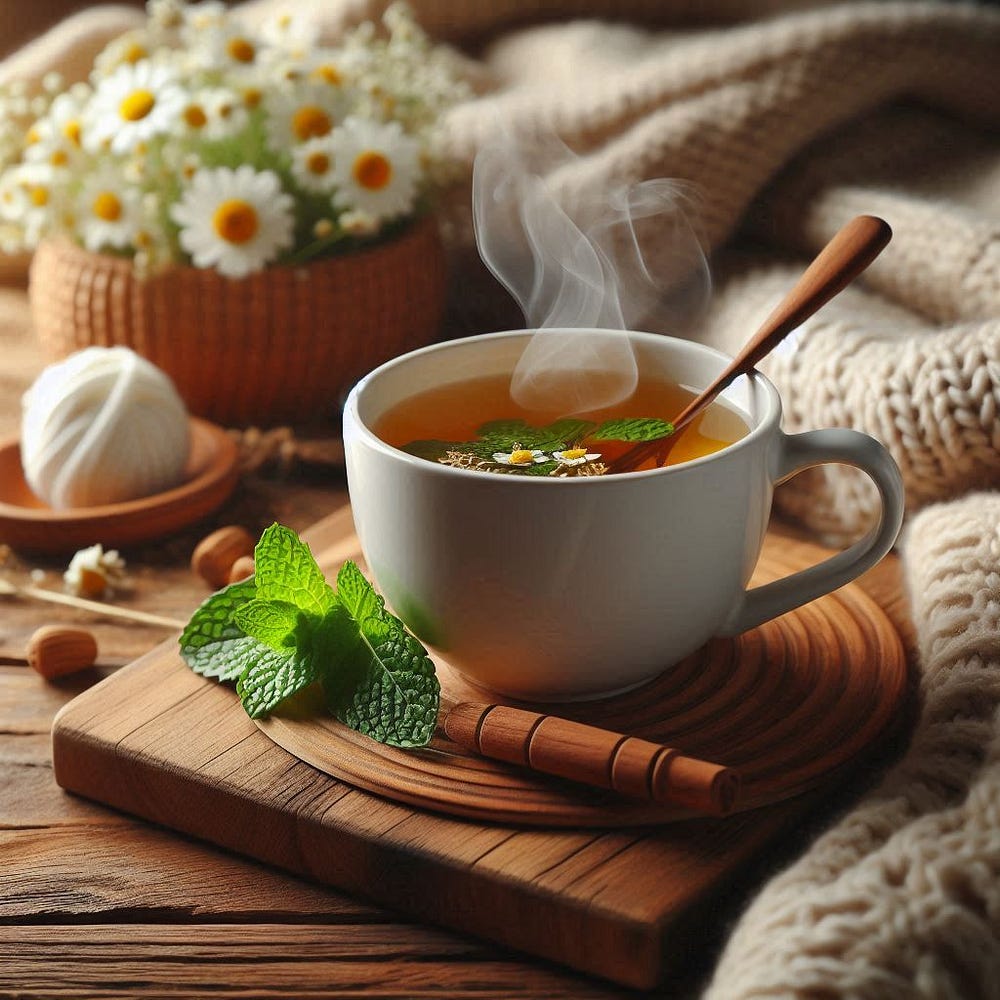 A cup of organic herbal tea