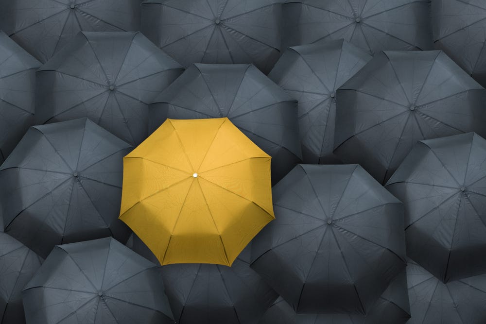 An umbrella that stands out from the crowd