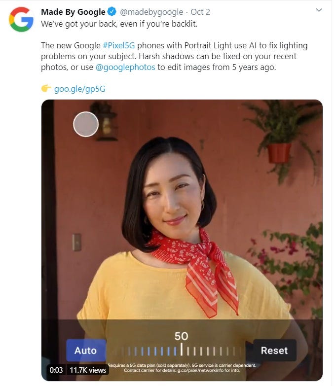 How to avoid brand failure — Google Pixel 5G Twitter feed about the benefits of the phone’s camera