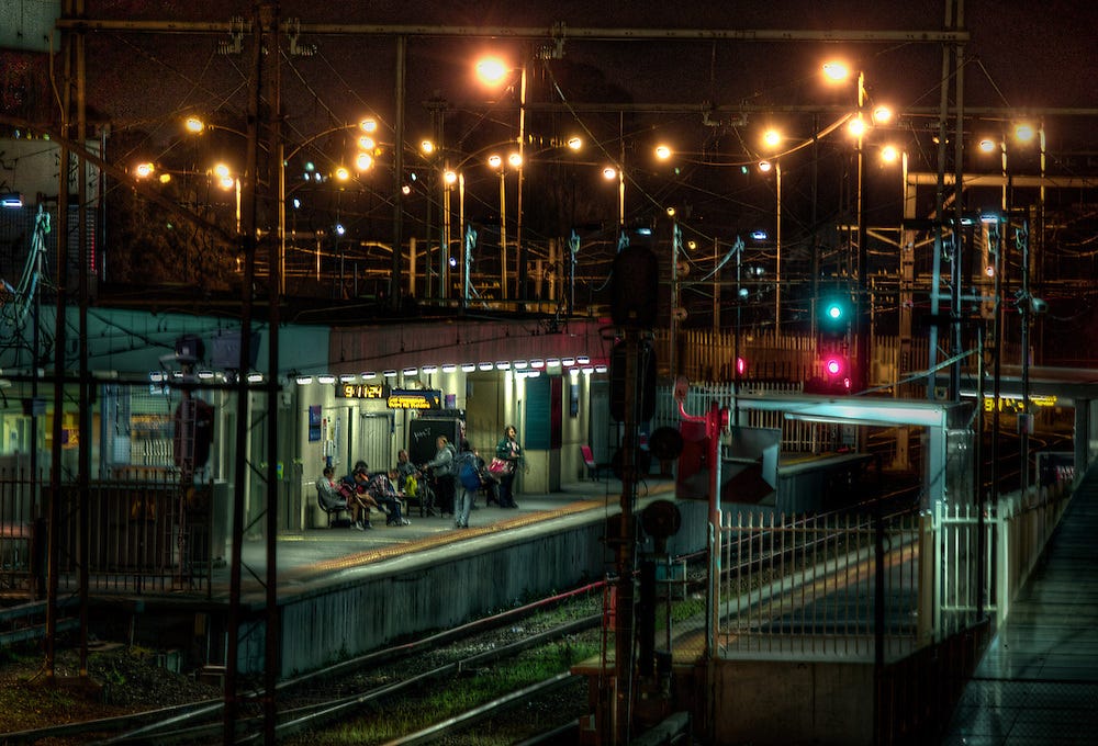 An image of the Broadmeadows Train Station at night