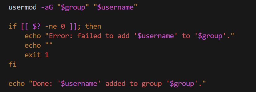 Usermod example