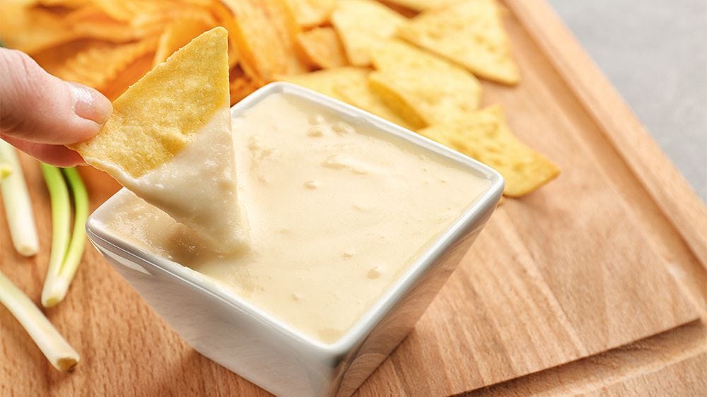 Cheese dip with tortilla chips