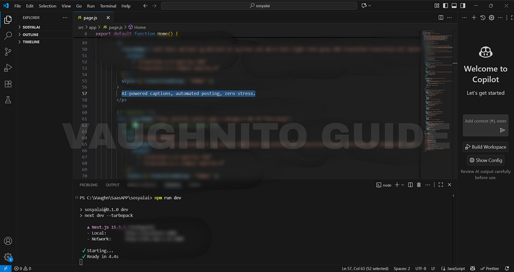 Behind-the-scenes look at building the SosyalAi homepage layout — the foundation of the free AI automation app.