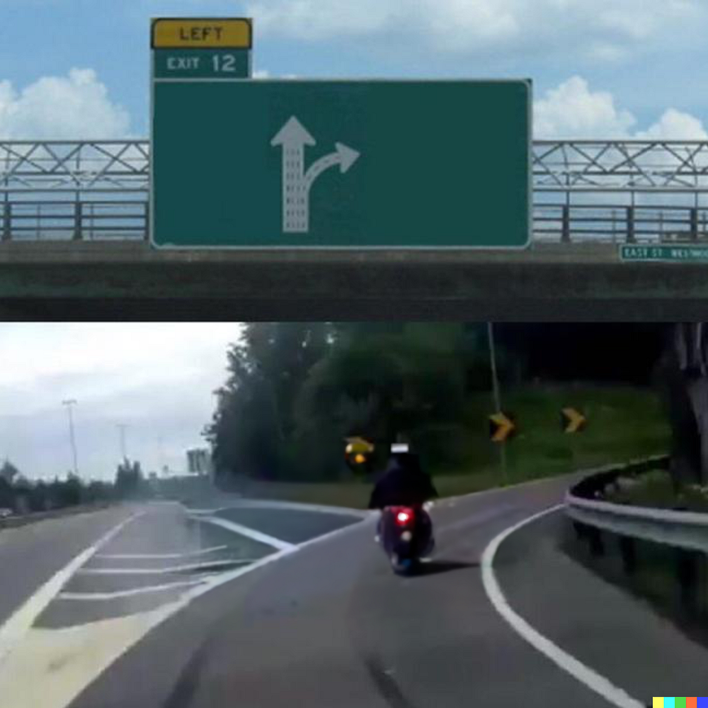 Left of the exit ramp meme template
