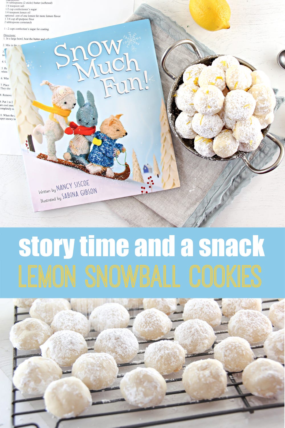 story time and a snack — lemon snowball cookies