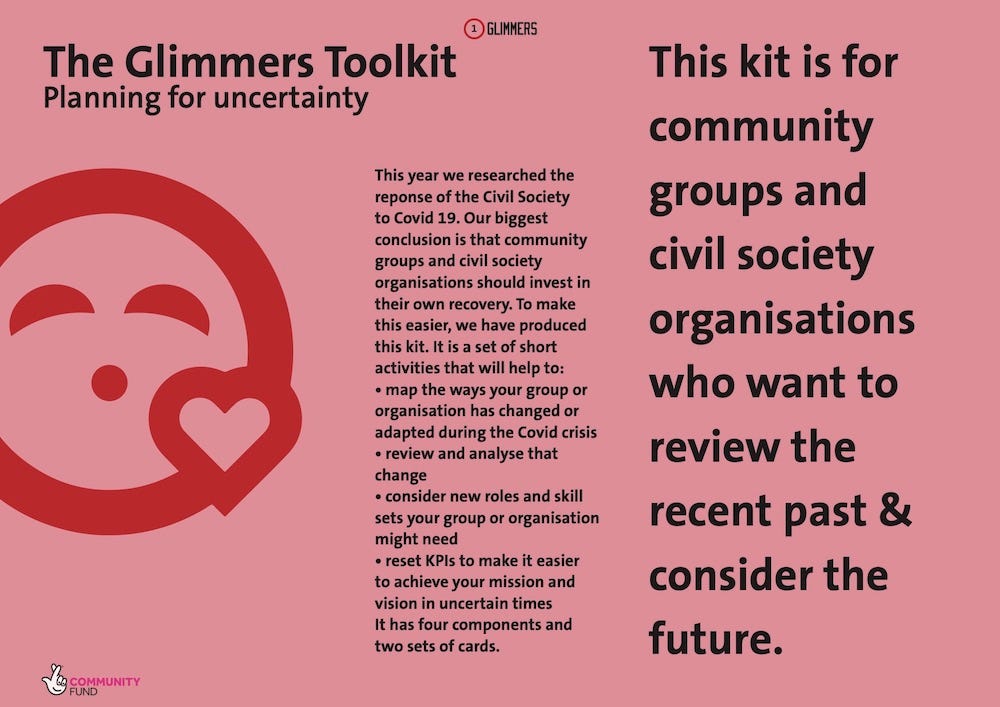 The front page of the Glimmers toolkit