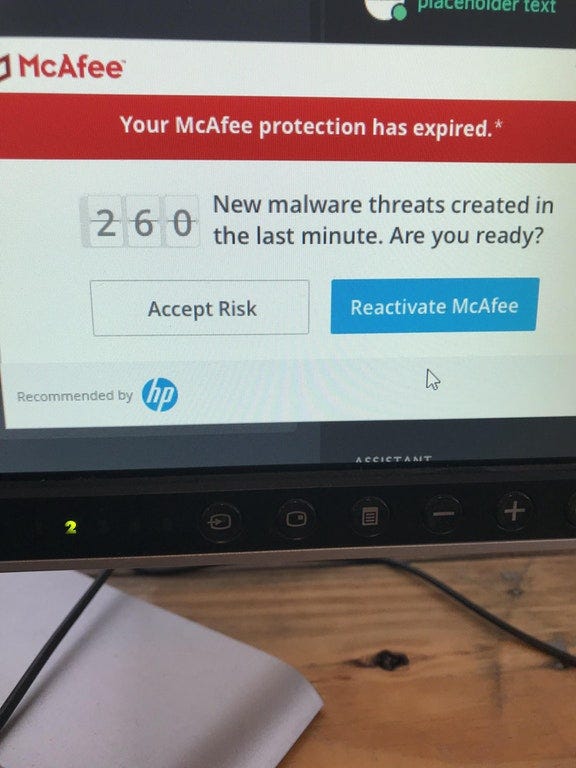 avviso di malware creati nell'ultimo minuto