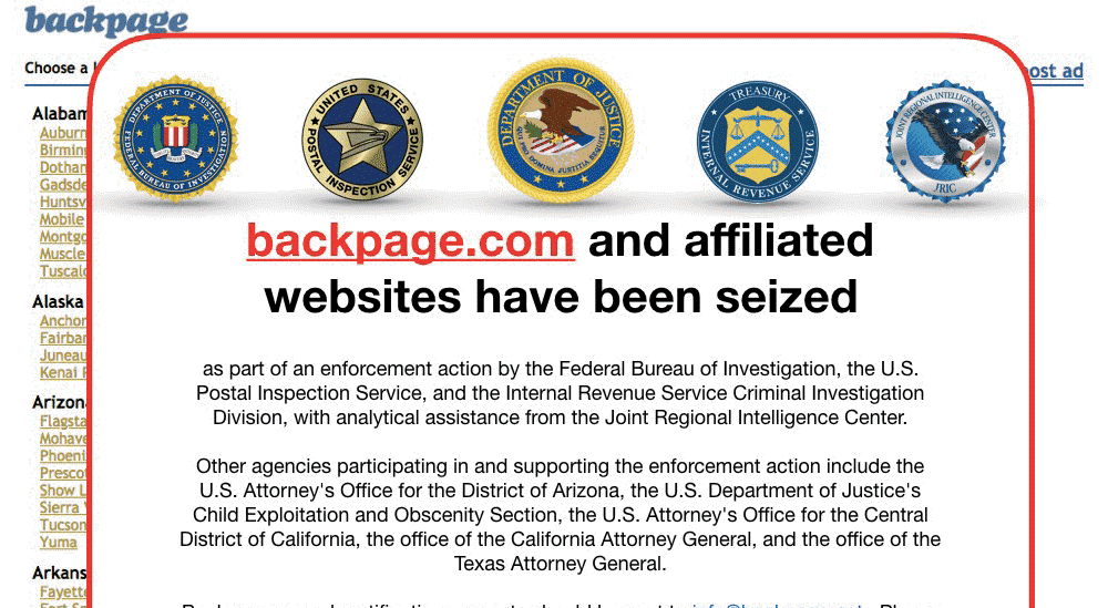 why backpage is shutdown