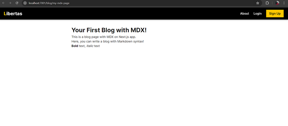 output of the mdx nextjs blog page after applying the layout component