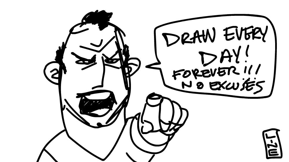 A man shouting draw everyday