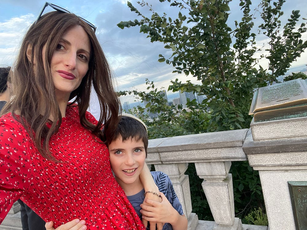 Mother and son at a lookout in Montreal 