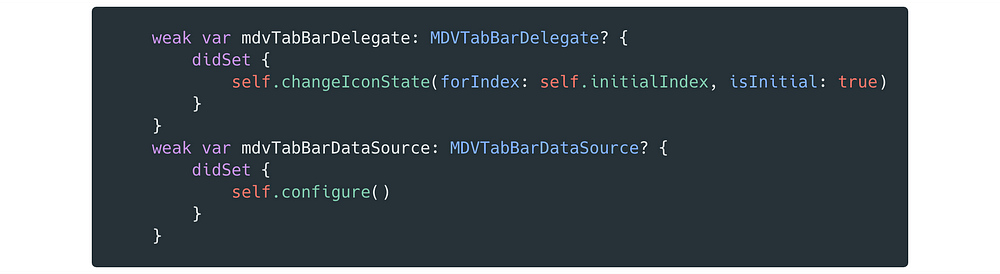 Implementation of MDVTabBar delegate and datasource
