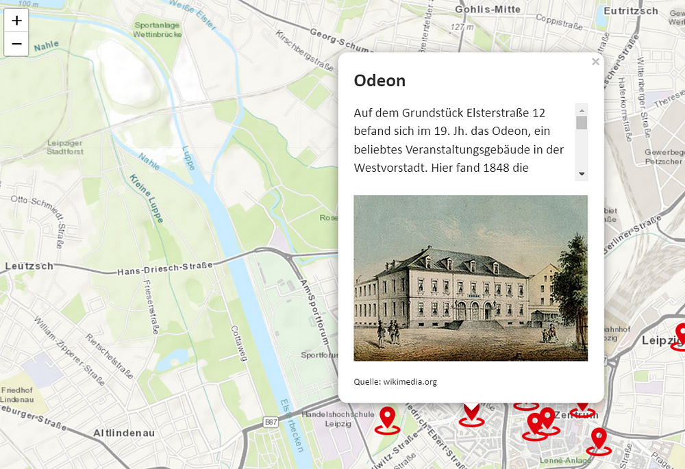 Snapshot of the interactive map of Leipzig (Germany)