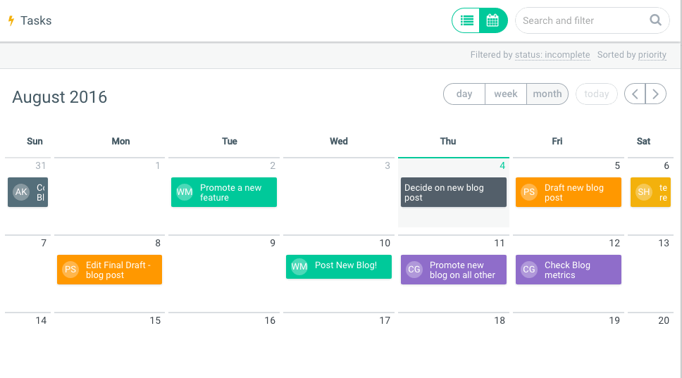 Create personal tasks and check details with calendar view