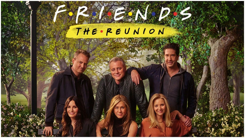 The six characters of the show ‘Friends’ together in a group photo