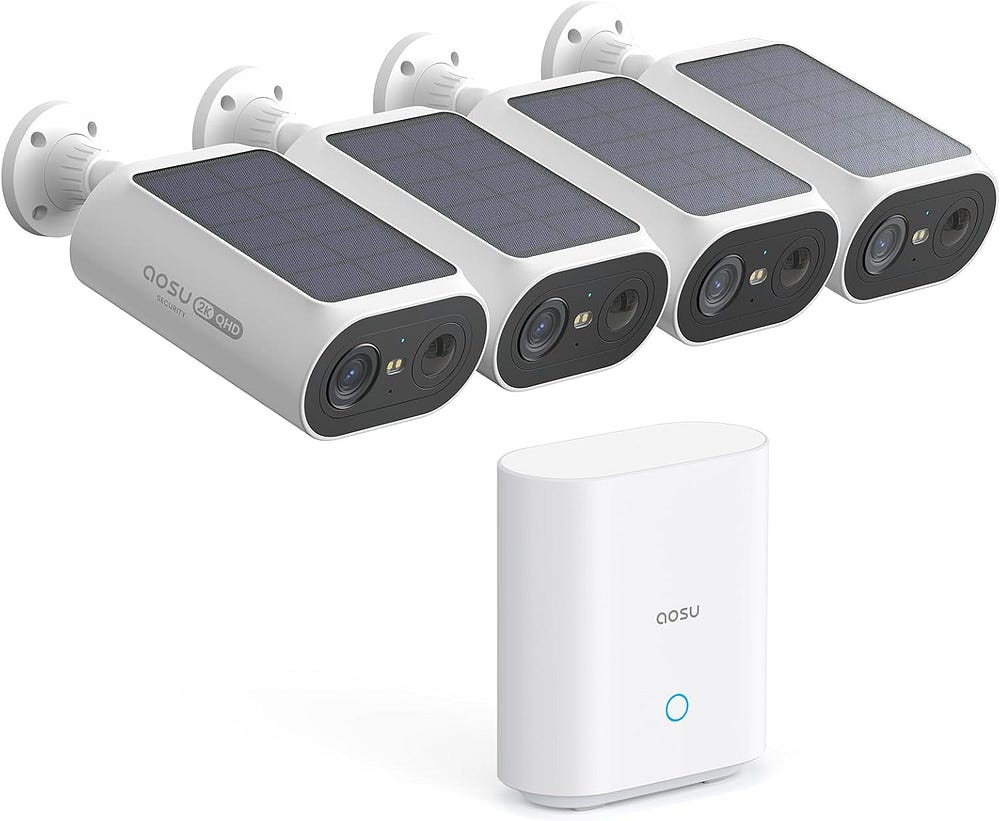 AOSU Solar Security Cameras Wireless Outdoor, 2Mins DIY Installation, No Subscription Cameras for Home Security System, Local Storage, 2K Color Night Vision $369.99